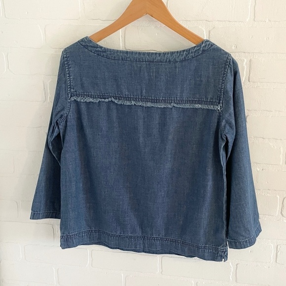 Madewell Women’s Herald Blouse Blue Denim Chambray Country Fringe XXS - Picture 8 of 10
